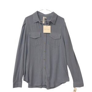 GRACE KARMA Blue Button Up Long Sleeve Shirt Top Size XL